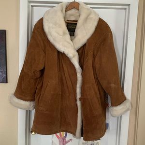 Vintage size 22/25 suede coat with faux fur lining